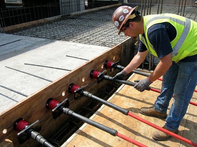 Exposed post-tension cables in concrete structure